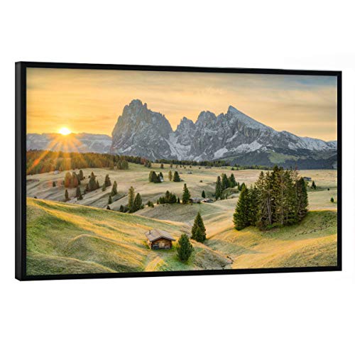 artboxONE Poster mit schwarzem Rahmen 30x20 cm Natur Goldener Herbst auf der Seiser ALM - Bild Alpe di siusi von artboxONE