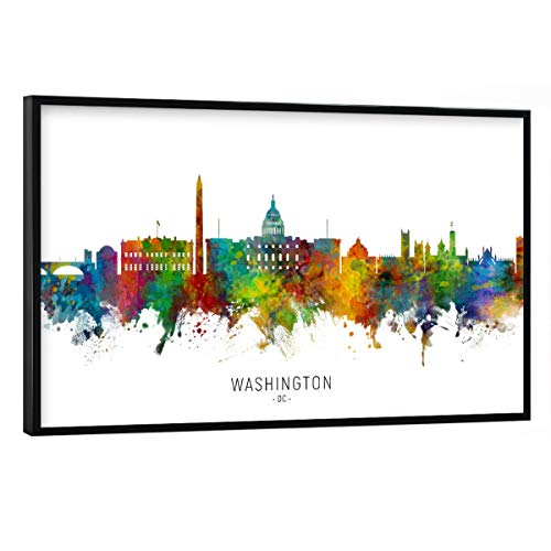 artboxONE Poster mit schwarzem Rahmen 30x20 cm Städte/Washington Washington DC Skyline txt - Bild Washington von artboxONE