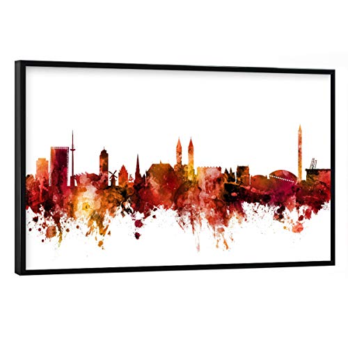 artboxONE Poster mit schwarzem Rahmen 30x20 cm Städte Bremen Germany Skyline Red - Bild Bremen Bremen Bremen Canvas von artboxONE