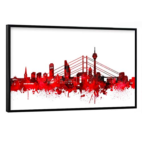 artboxONE Poster mit schwarzem Rahmen 30x20 cm Städte Düsseldorf City Skyline red - Bild düsseldorf Artistic Beer von artboxONE