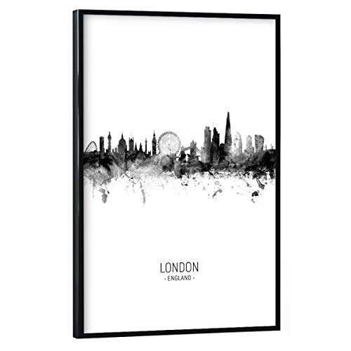 artboxONE Poster mit schwarzem Rahmen 30x20 cm Städte London England Skyline BW - Bild London City Cityscape von artboxONE