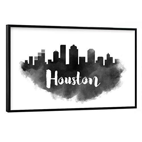 artboxONE Poster mit schwarzem Rahmen 30x20 cm Städte Watercolor Houston Skyline - Bild Watercolor Skyline Watercolor von artboxONE