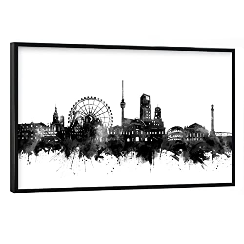 artboxONE Poster mit schwarzem Rahmen 30x20 cm Stuttgart Städte Stuttgart Skyline Black and White - Bild Stuttgart von artboxONE