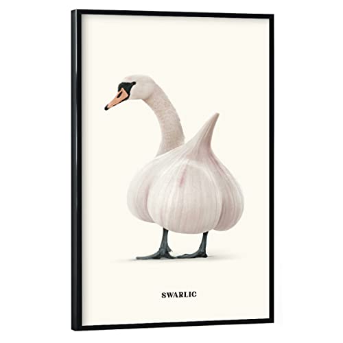 artboxONE Poster mit schwarzem Rahmen 30x20 cm Tiere Swarlic hochwertiger Design Kunstdruck - Bild swan Animals Birds von artboxONE