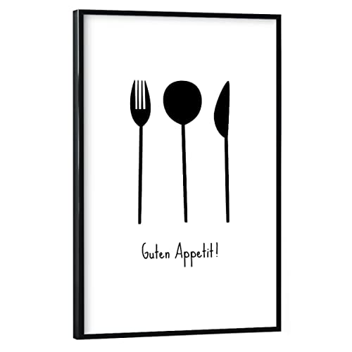 artboxONE Poster mit schwarzem Rahmen 30x20 cm Typografie Besteck - Guten Appetit! (No.1) - Bild Bon Appetit von artboxONE