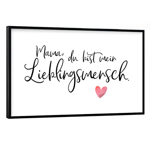 artboxONE Poster mit schwarzem Rahmen 30x20 cm Typografie Lieblingsmensch Mama - Bild Typografie Geburtstag Geschenk von artboxONE