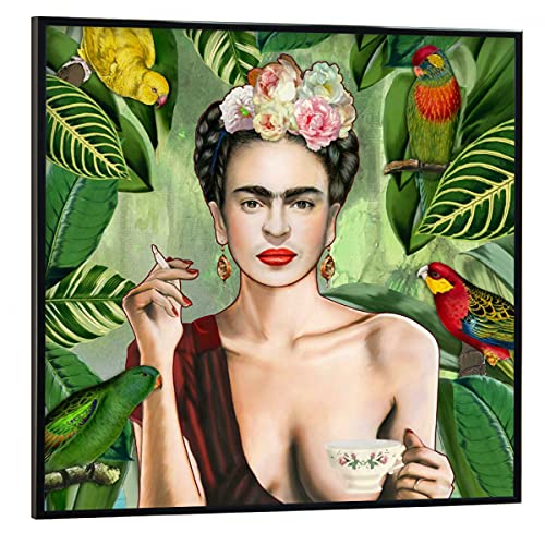 artboxONE Poster mit schwarzem Rahmen 30x30 cm Natur Frida Kahlo Con Amigos - Bild Frida Botanical botanisch von artboxONE
