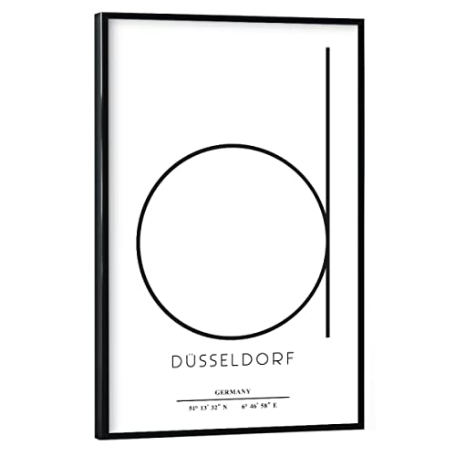 artboxONE Poster mit schwarzem Rahmen 45x30 cm Düsseldorf Städte Abstract Düsseldorf - Bild Abstract Buchstabe City von artboxONE