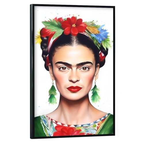 artboxONE Poster mit schwarzem Rahmen 45x30 cm Floral Christmas Love Frida - Bild Bild Frida Kahlo von artboxONE