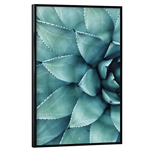 artboxONE Poster mit schwarzem Rahmen 45x30 cm Floral Succulent - Left - Bild sukkulente Kaktus nahaufnahme von artboxONE