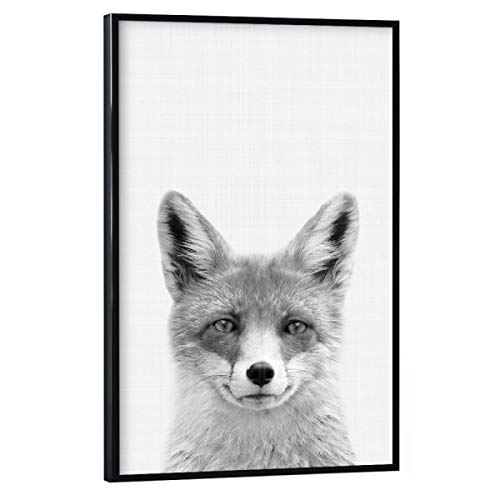 artboxONE Poster mit schwarzem Rahmen 45x30 cm Für Kinder Fox Portrait - Bild Fox Fuchs Portrait von artboxONE