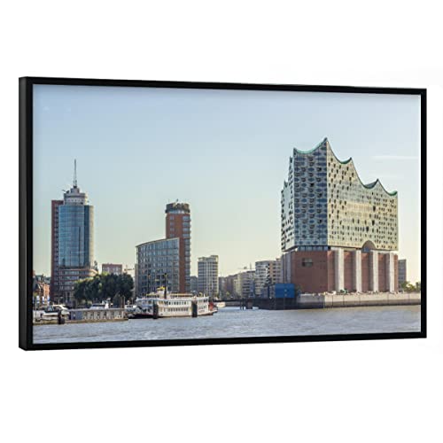 artboxONE Poster mit schwarzem Rahmen 45x30 cm Hamburg Städte Elbphilharmonie Hamburg Hafen - Bild Hamburg City Elbe von artboxONE