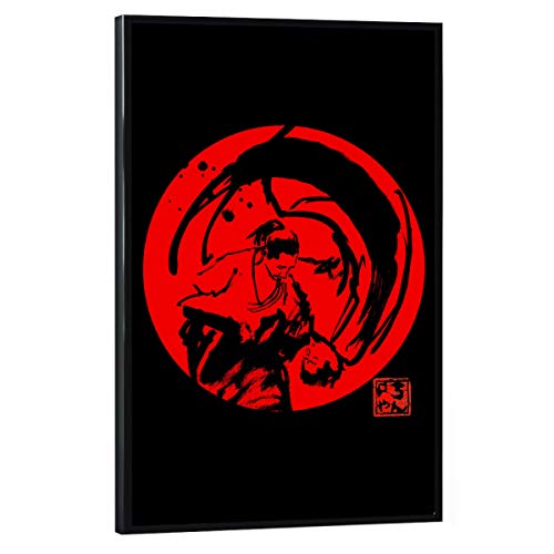 artboxONE Poster mit schwarzem Rahmen 45x30 cm Sport Aikido in Black - Bild aikdo Fight Japan von artboxONE