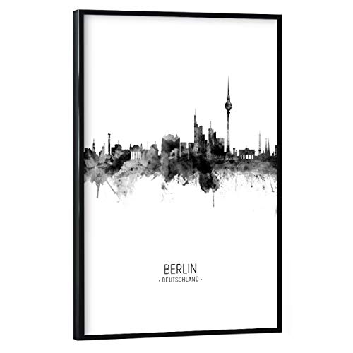 artboxONE Poster mit schwarzem Rahmen 45x30 cm Städte Berlin Germany Skyline BW - Bild Berlin blackandwhite City von artboxONE