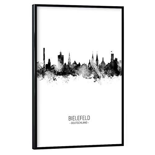 artboxONE Poster mit schwarzem Rahmen 45x30 cm Städte Bielefeld Germany Skyline BW - Bild Bielefeld von artboxONE