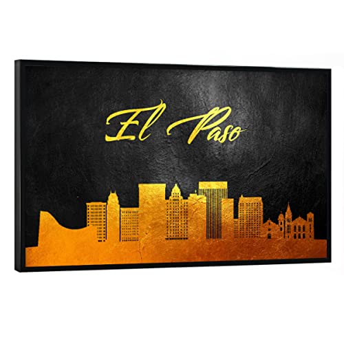 artboxONE Poster mit schwarzem Rahmen 45x30 cm Städte EL Paso Texas Gold Skyline - Bild EL paso EL paso Gold von artboxONE