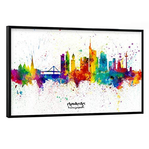 artboxONE Poster mit schwarzem Rahmen 45x30 cm Städte Frankfurt Germany Skyline Splash - Bild Frankfurt von artboxONE