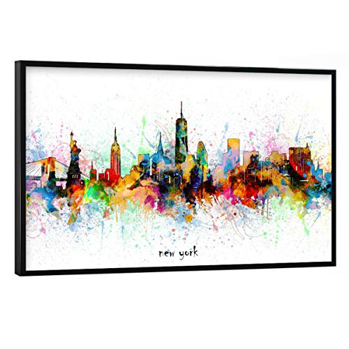 artboxONE Poster mit schwarzem Rahmen 45x30 cm Städte New York Skyline Artistic - Bild New York City Cityscape von artboxONE