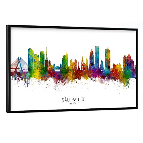 artboxONE Poster mit schwarzem Rahmen 45x30 cm Städte São Paulo Skyline Brazil txt - Bild são Paulo von artboxONE