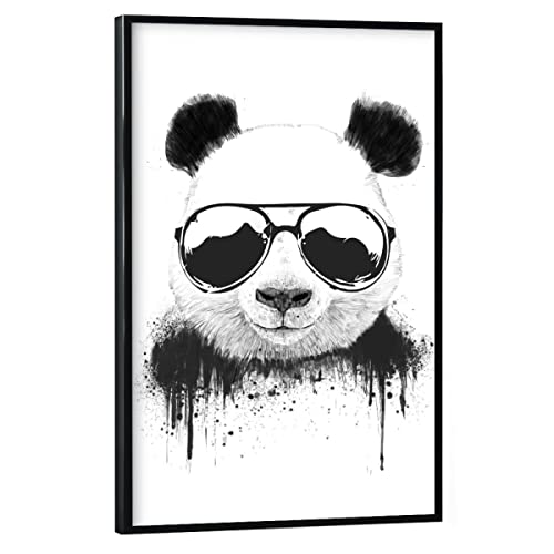 artboxONE Poster mit schwarzem Rahmen 45x30 cm Tiere Cool Panda - Bild Panda Graffiti Panda von artboxONE