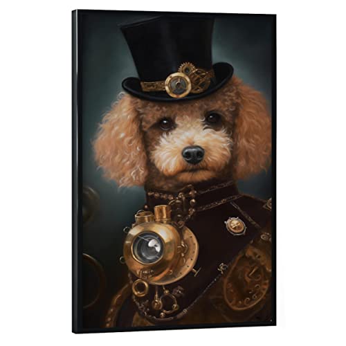 artboxONE Poster mit schwarzem Rahmen 45x30 cm Tiere Steampunk Toy-Pudel - Bild Hund Hund mechanisch von artboxONE