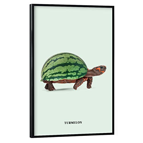 artboxONE Poster mit schwarzem Rahmen 45x30 cm Tiere Turmelon - Bild Turtle Contemporary Art Food von artboxONE