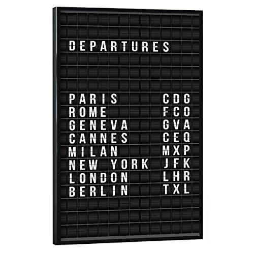 artboxONE Poster mit schwarzem Rahmen 45x30 cm Typografie Reise Departure - Bild Departure abreise Airport von artboxONE