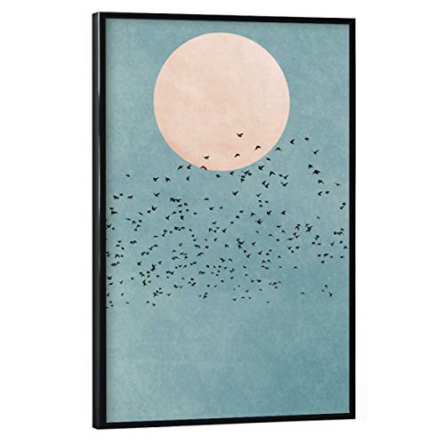 artboxONE Poster mit schwarzem Rahmen 60x40 cm Natur Fly Away into The Sun - Bild Vogel Bird fliegen von artboxONE