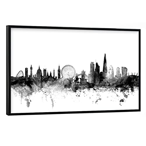 artboxONE Poster mit schwarzem Rahmen 60x40 cm London Städte London England Skyline 3" - Bild City London City von artboxONE