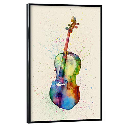 artboxONE Poster mit schwarzem Rahmen 60x40 cm Musik Cello Abstract Watercolor bunt - Bild Cello Aquarell Aquarell von artboxONE