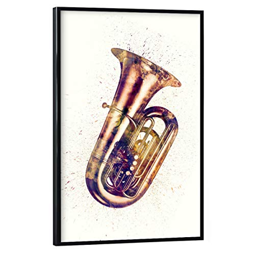 artboxONE Poster mit schwarzem Rahmen 60x40 cm Musik Tuba Abstract Watercolor - Bild Tuba Musikinstrument Tuba von artboxONE