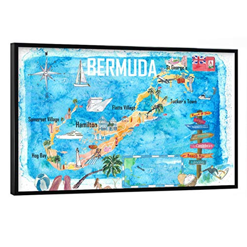 artboxONE Poster mit schwarzem Rahmen 60x40 cm Reise Bermuda Island Travel Map - Bild Art Bermuda Bermuda archipel artboxONE Poster mit schwarzem Rahmen 60x40 cm Reise Bermuda Island Travel Map - Bild Art Bermuda Bermuda archipel von artboxONE