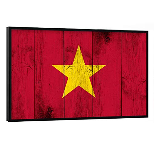 artboxONE Poster mit schwarzem Rahmen 60x40 cm Reise Vietnam Vintage Flag - Bild Flagge Asien Fahne von artboxONE