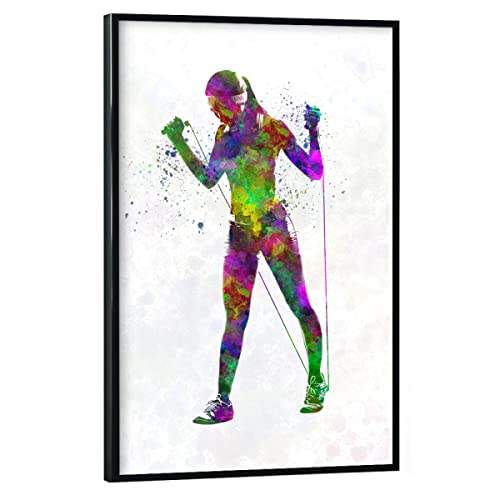 artboxONE Poster mit schwarzem Rahmen 60x40 cm Sport Fitness in Watercolor-i - Bild Sport Bodybuilding Exercise von artboxONE