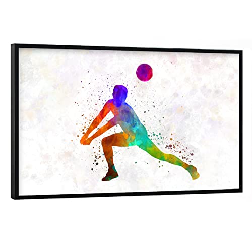 artboxONE Poster mit schwarzem Rahmen 60x40 cm Sport Watercolor Volleyball Player-d - Bild Sport Color Illustration von artboxONE