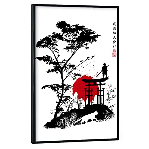 artboxONE Poster mit schwarzem Rahmen 60x40 cm Städte/Tokio Japanische Landschaft - Bild Tokio Bambus Baum von artboxONE