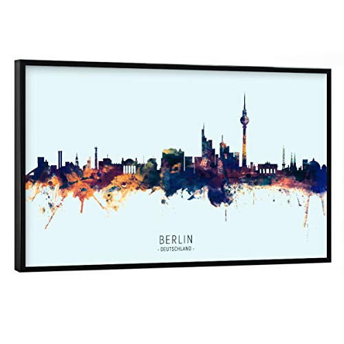 artboxONE Poster mit schwarzem Rahmen 60x40 cm Städte Berlin Germany Skyline BlueOrange - Bild Berlin City Cityscape von artboxONE
