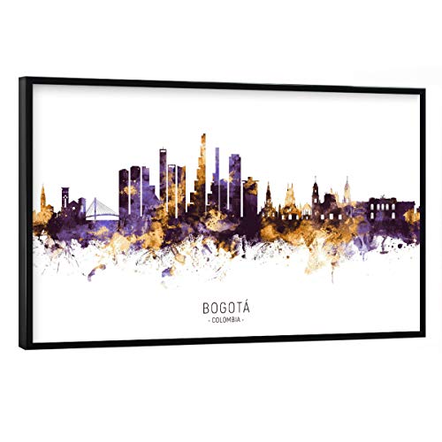 artboxONE Poster mit schwarzem Rahmen 60x40 cm Städte Bogota Colombia Skyline PurpleGold - Bild bogotá City Cityscape von artboxONE