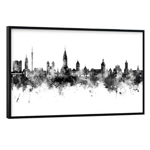 artboxONE Poster mit schwarzem Rahmen 60x40 cm Städte Paderborn Skyline Schwarz - Bild Paderborn von artboxONE