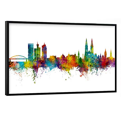 artboxONE Poster mit schwarzem Rahmen 60x40 cm Städte Zagreb Croatia Skyline - Bild Zagreb City Cityscape von artboxONE