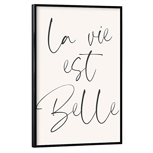 artboxONE Poster mit schwarzem Rahmen 60x40 cm Typografie La Vie Est Belle French Sign - Bild la Vie est Belle von artboxONE