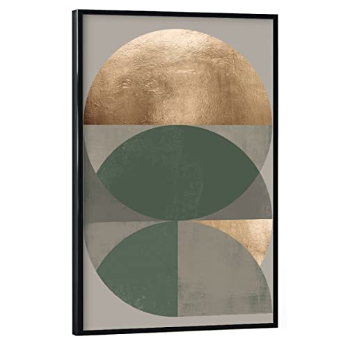 artboxONE Poster mit schwarzem Rahmen 75x50 cm Abstrakt Gray Abstract Green - Bild Geometric abstrakt clean von artboxONE