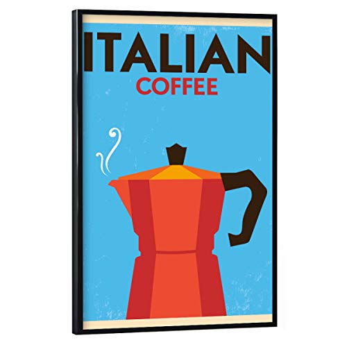 artboxONE Poster mit schwarzem Rahmen 75x50 cm Städte Retro Italian Coffee - Bild Retro Design Italian von artboxONE