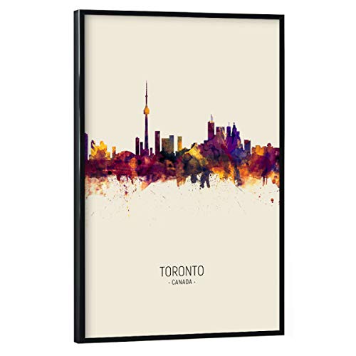 artboxONE Poster mit schwarzem Rahmen 75x50 cm Städte Toronto Canada Skyline Beige - Bild Toronto Cityscape Painting von artboxONE