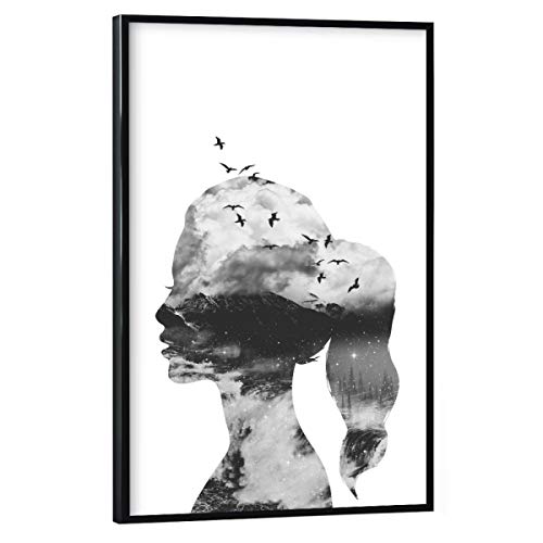 artboxONE Poster mit schwarzem Rahmen 90x60 cm Abstrakt Wild Thoughts - Bild Mountain Girl Mountain von artboxONE