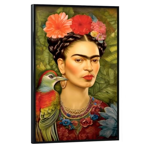 artboxONE Poster mit schwarzem Rahmen 90x60 cm Floral Frida - Bild Bild Frida Kahlo Bild Frida Kahlo Boho artboxONE Poster mit schwarzem Rahmen 90x60 cm Floral Frida - Bild Bild Frida Kahlo Bild Frida Kahlo Boho von artboxONE