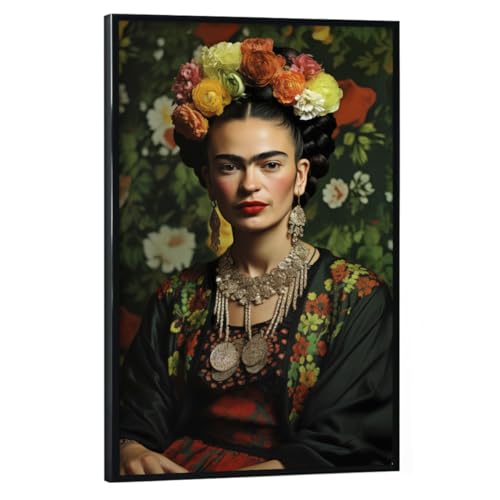 artboxONE Poster mit schwarzem Rahmen 90x60 cm Menschen Frida Kahlo-Blume - Bild Frida-Kahlo-gemälde von artboxONE