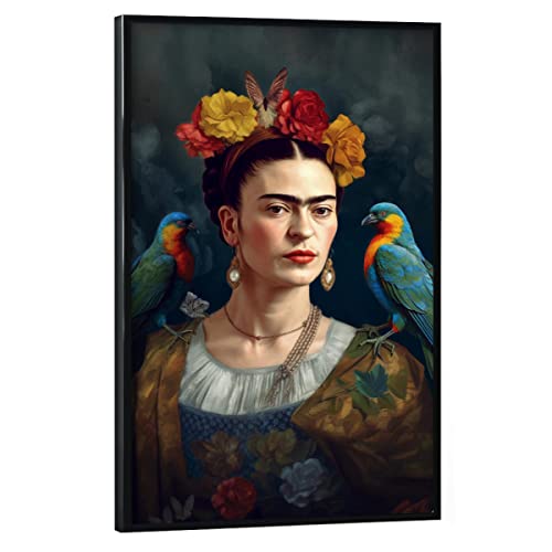 artboxONE Poster mit schwarzem Rahmen 90x60 cm Menschen Frida Kahlo y Calderón - Bild Frida Kahlo von artboxONE