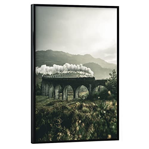 artboxONE Poster mit schwarzem Rahmen 90x60 cm Prints & Kunstdrucke Natur Express - Bild Hogwarts Express von artboxONE