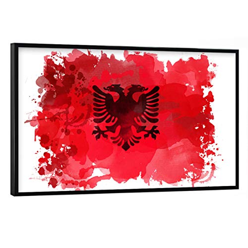 artboxONE Poster mit schwarzem Rahmen 90x60 cm Reise Flagge Albanien - Bild Flag albanien Countries von artboxONE